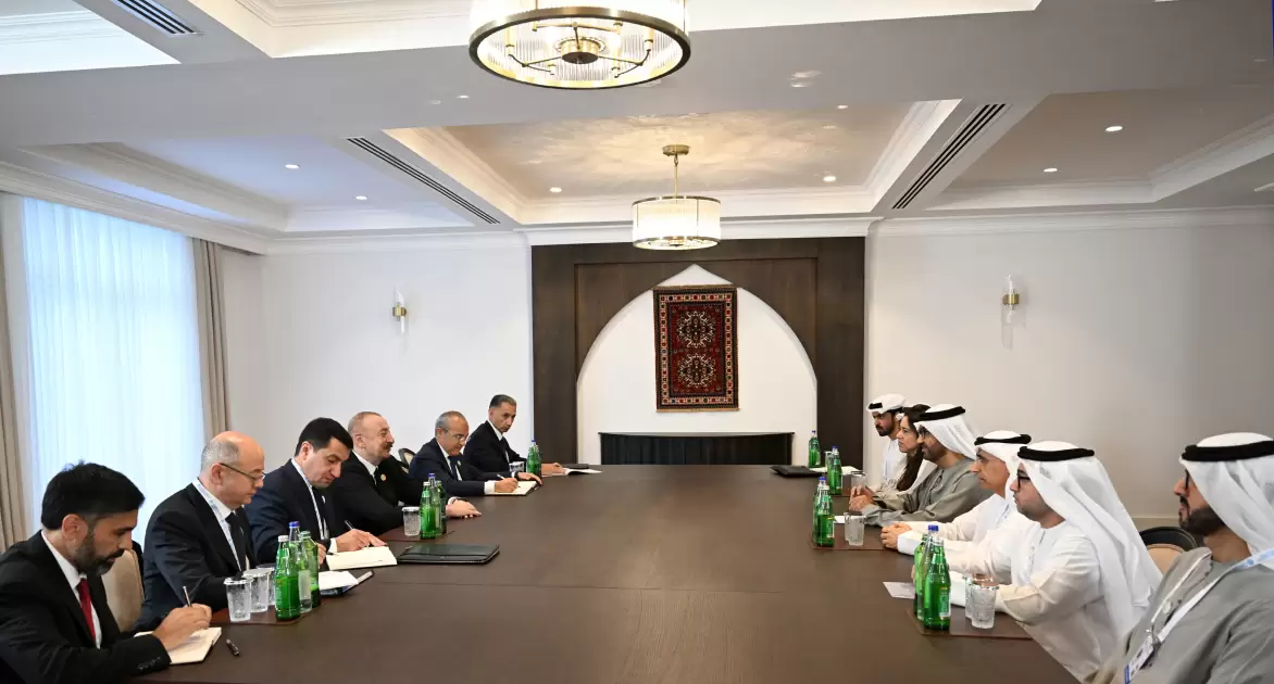 Prezident İlham Əliyev Xankəndidə Birləşmiş Ərəb Əmirliklərinin sənaye və qabaqcıl texnologiyalar nazirini qəbul edib