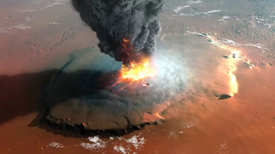 Marsın ekvatorunda buz yataqlarının yaranması qədim vulkan püskürmələri ilə bağlıdır