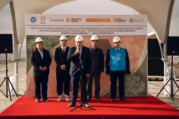 Qobustan Günəş Elektrik Stansiyasının ilk paneli quraşdırılıb - FOTOLAR