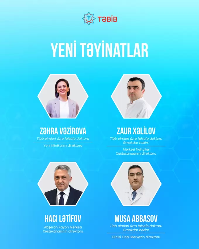 TƏBİB-in tabeli tibb müəssisələrinə yeni rəhbər şəxslər təyin olunub