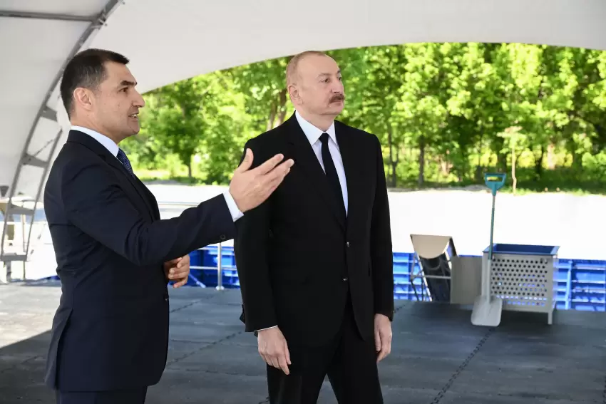 Prezident İlham Əliyev Zəngilan şəhərində “Zangilan City Park Hotel”in təməlini qoyub